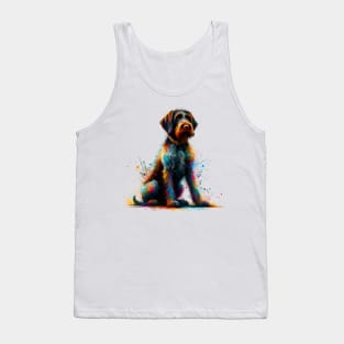 Vibrant Slovakian Wirehaired Pointer in Splash Art Tank Top